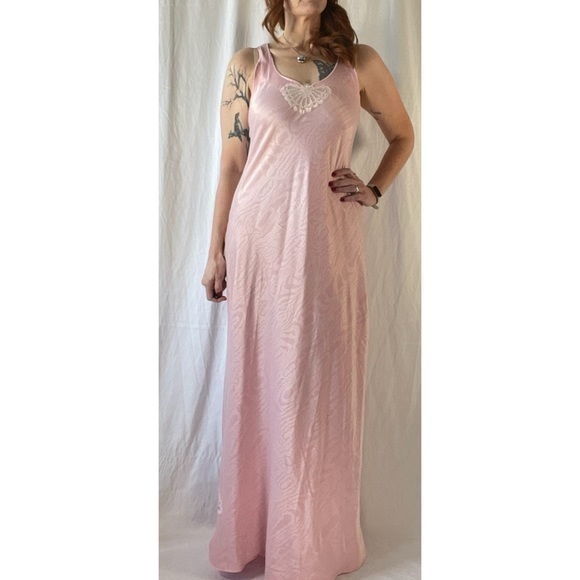 90’s Vintage Monochrome Prink Pale Punk Maxi Slip Nightgown - Picture 1 of 13